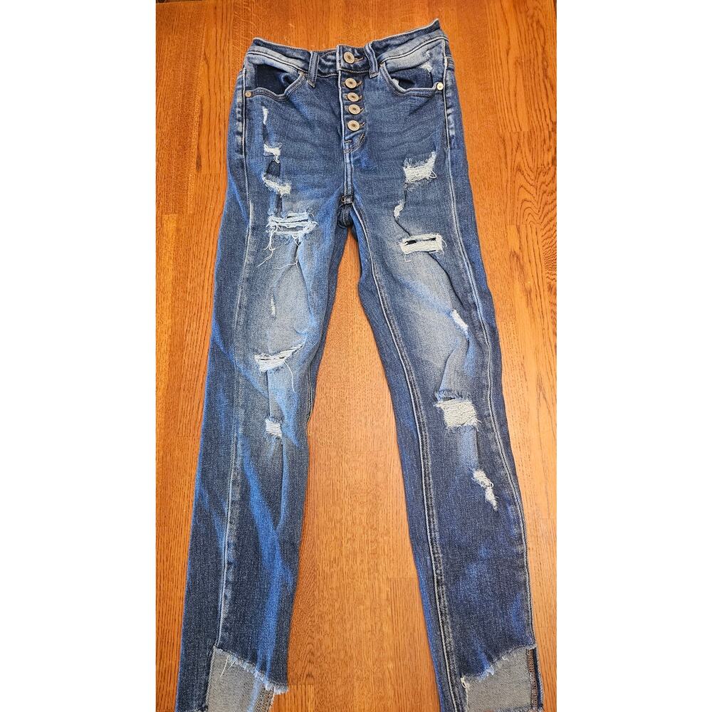 Kancan High Rise ankle skinny distressed jeans size 1/ 24